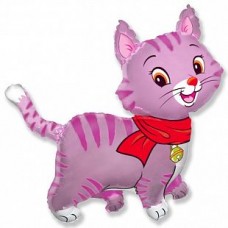 Фольгированный шар на палочке Милый котенок (розовый) мини